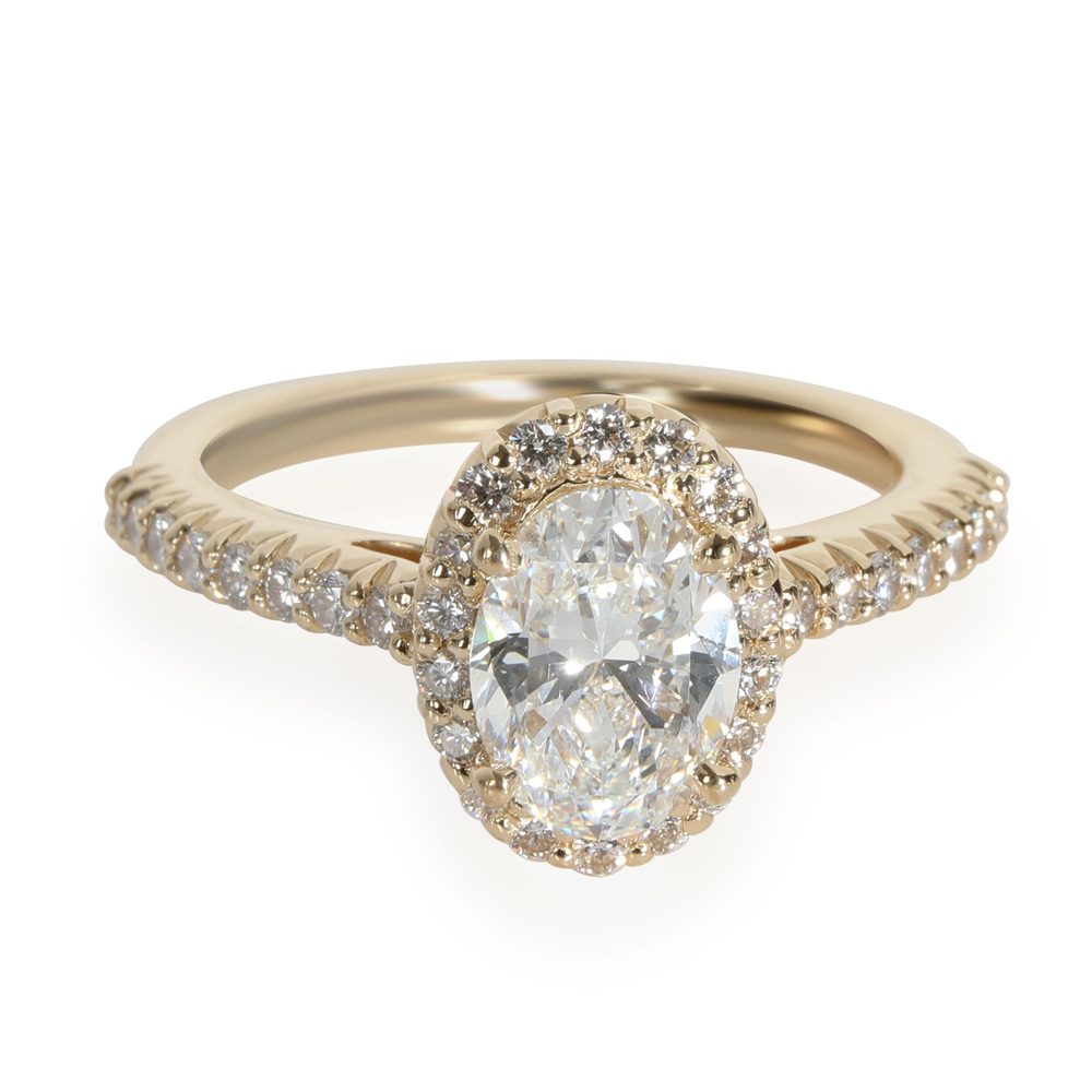 Ritani Halo Oval Diamond Engagement Ring in 18K Yellow Gold GIA D IF 1.55 CTW